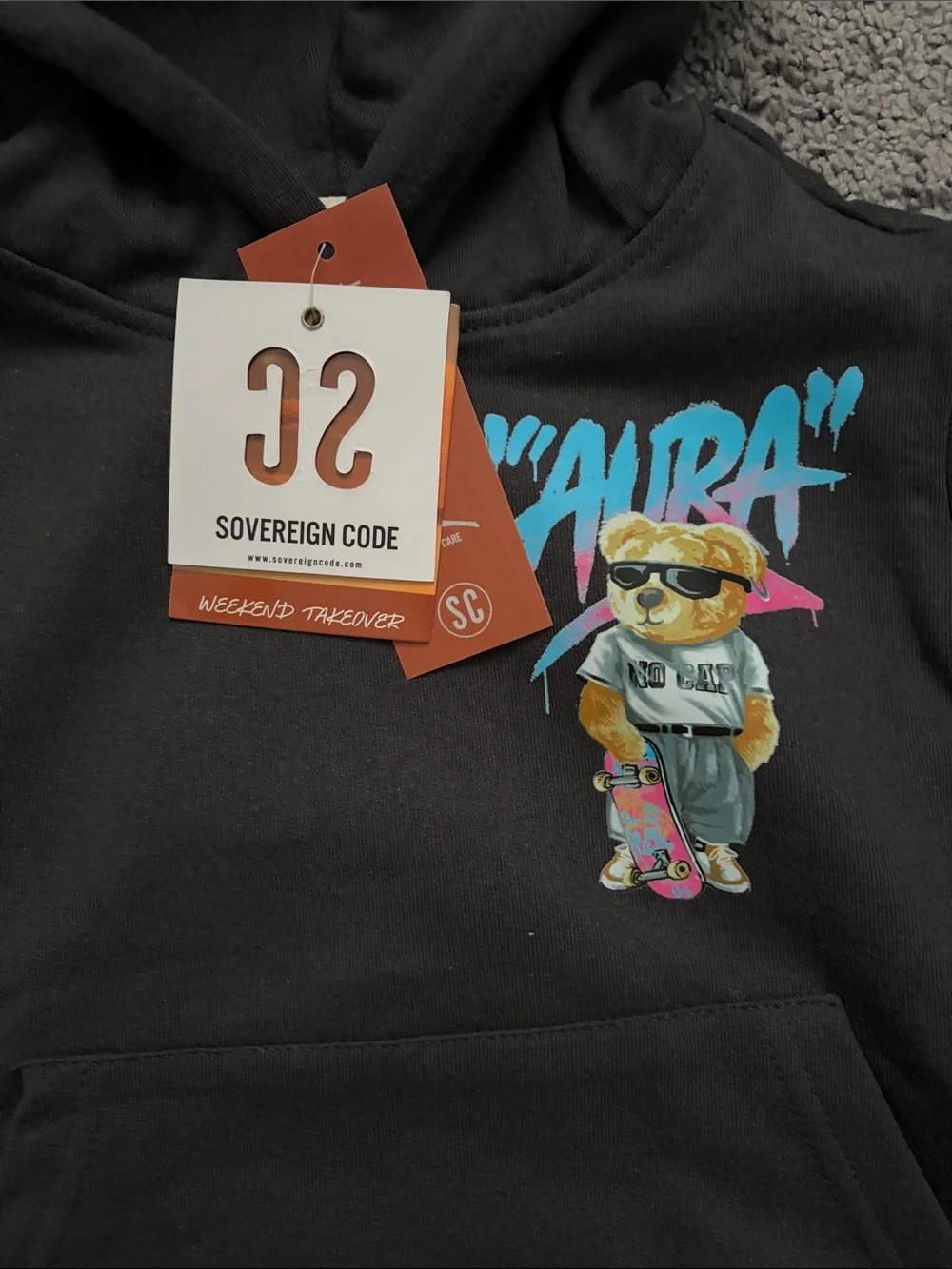 Sovereign Code Charcoal Hoodie with Skate Graphic